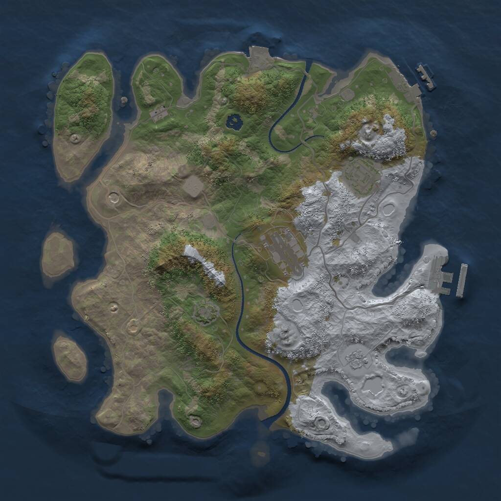Rust Map: Procedural Map, Size: 3000, Seed: 13233017, 8 Monuments