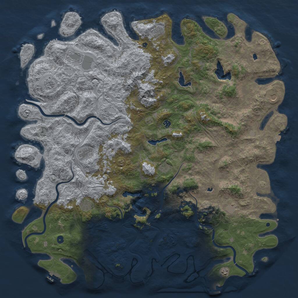 Rust Map: Procedural Map, Size: 6000, Seed: 23091980, 17 Monuments
