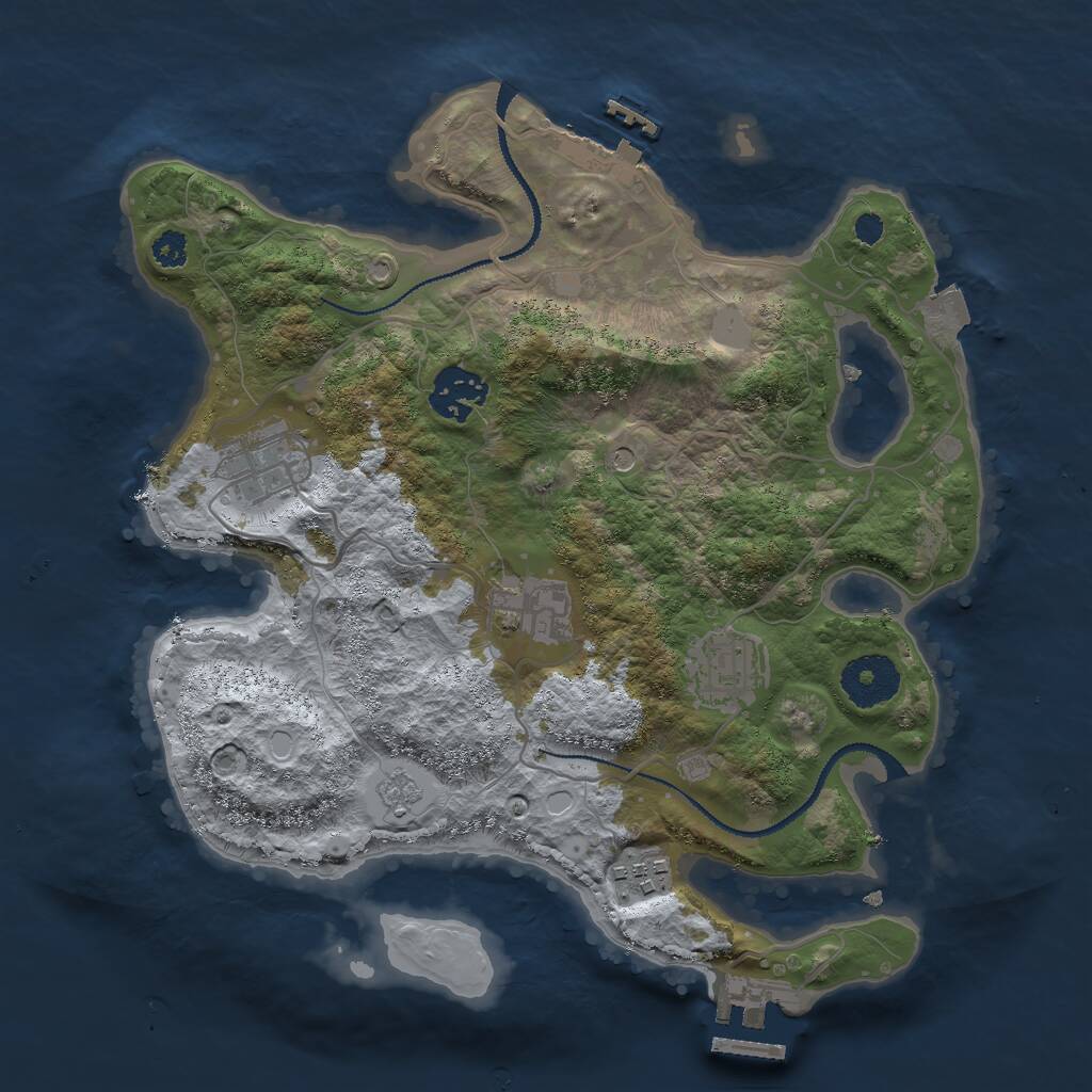 Rust Map: Procedural Map, Size: 3000, Seed: 1219330915, 10 Monuments
