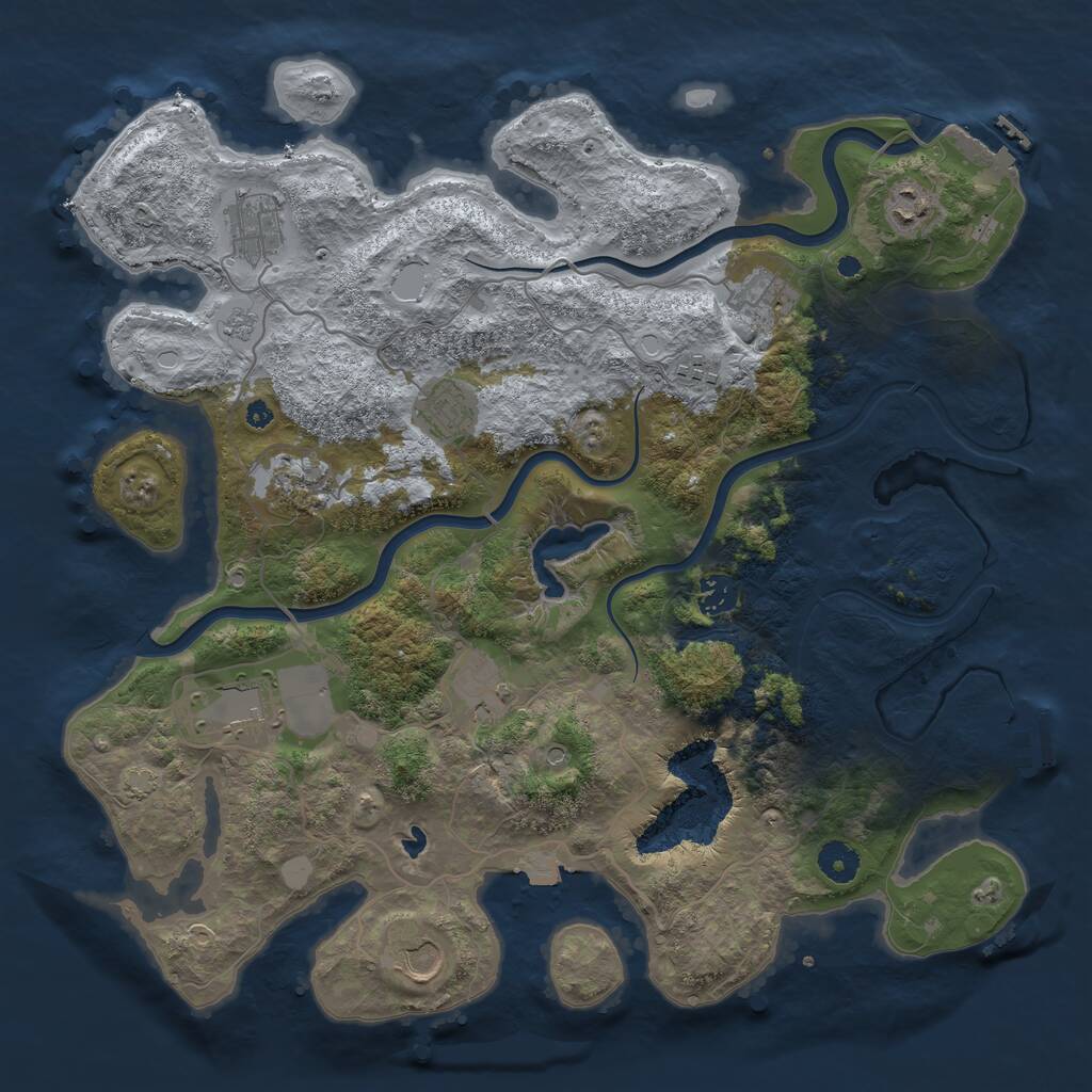 Rust Map: Procedural Map, Size: 4000, Seed: 1698279657, 16 Monuments