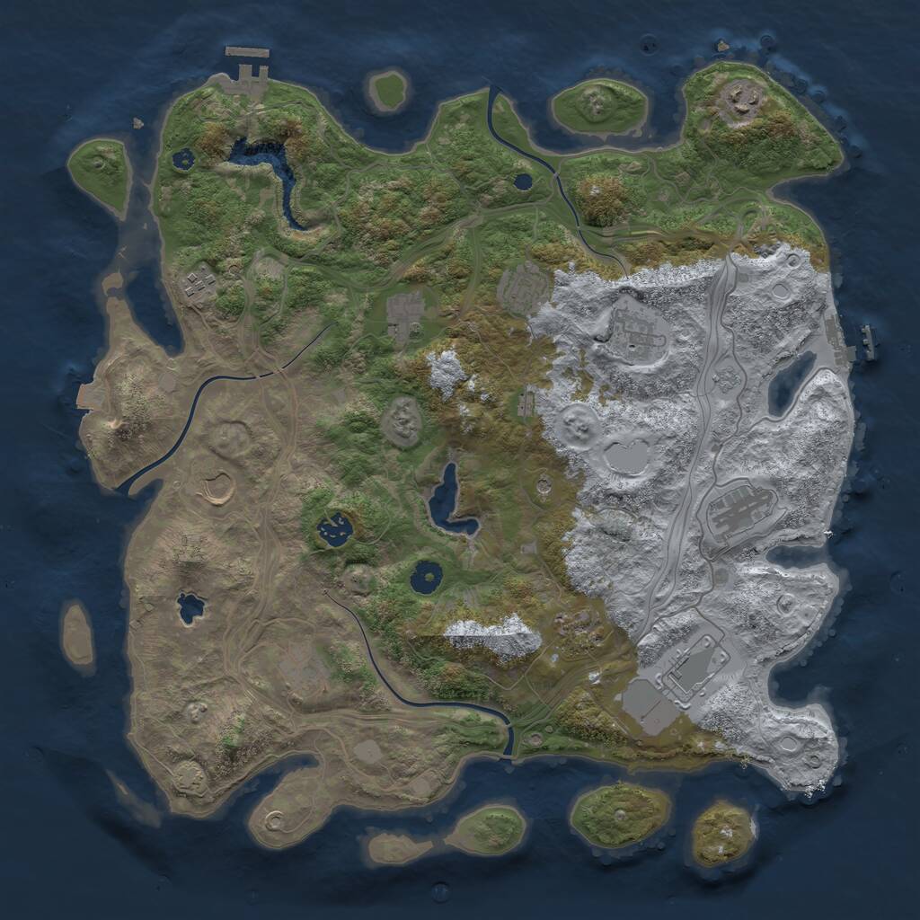 Rust Map: Procedural Map, Size: 4250, Seed: 1001660381, 17 Monuments