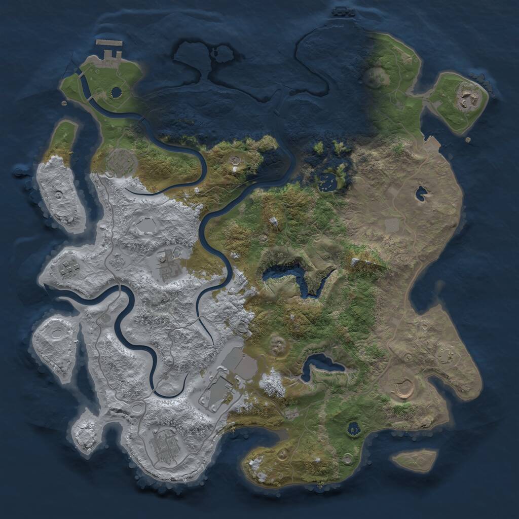 Rust Map: Procedural Map, Size: 4000, Seed: 550802803, 14 Monuments