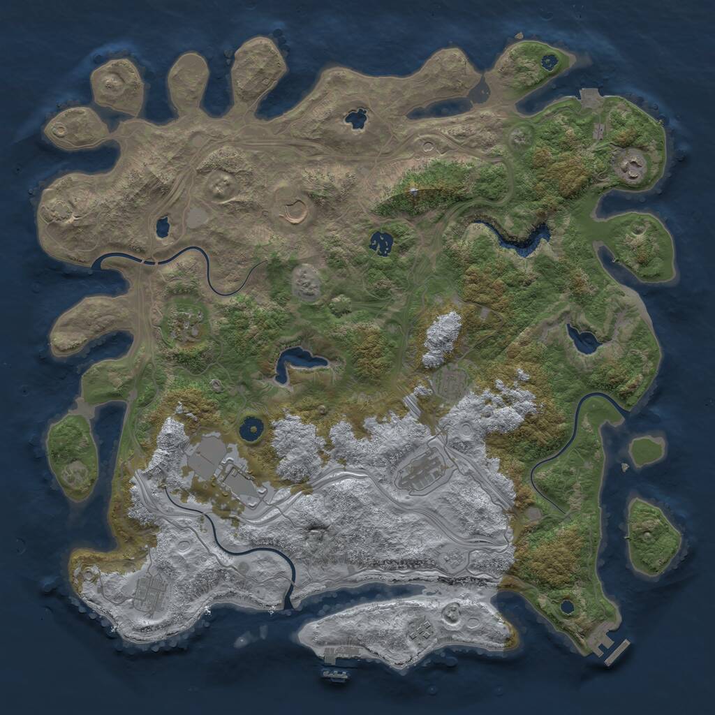 Rust Map: Procedural Map, Size: 4500, Seed: 1092156359, 15 Monuments