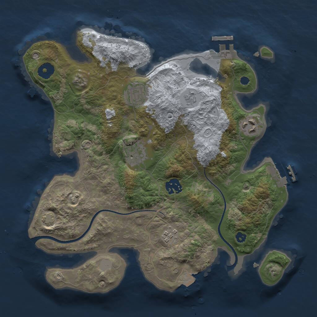 Rust Map: Procedural Map, Size: 3000, Seed: 1859668818, 10 Monuments