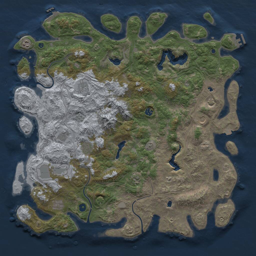Rust Map: Procedural Map, Size: 5000, Seed: 6500, 16 Monuments