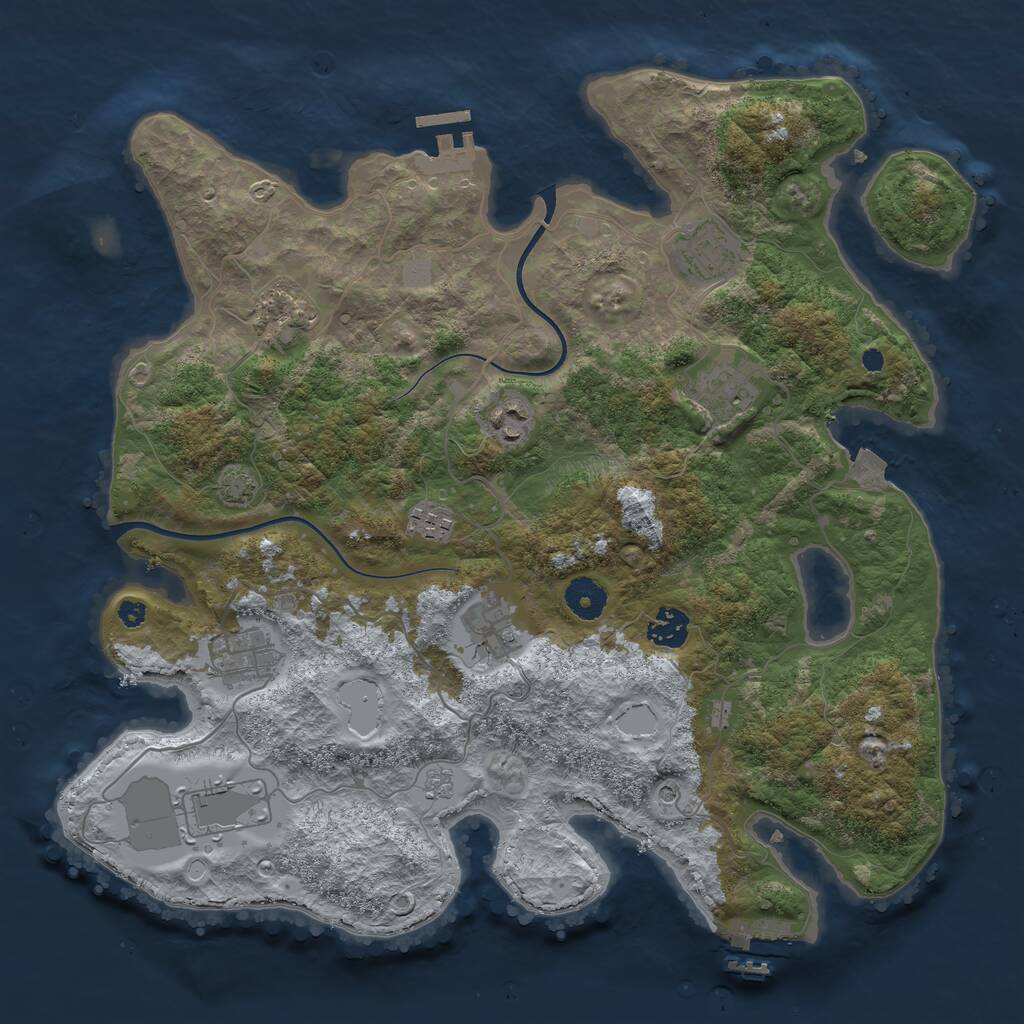 Rust Map: Procedural Map, Size: 3750, Seed: 699103677, 15 Monuments