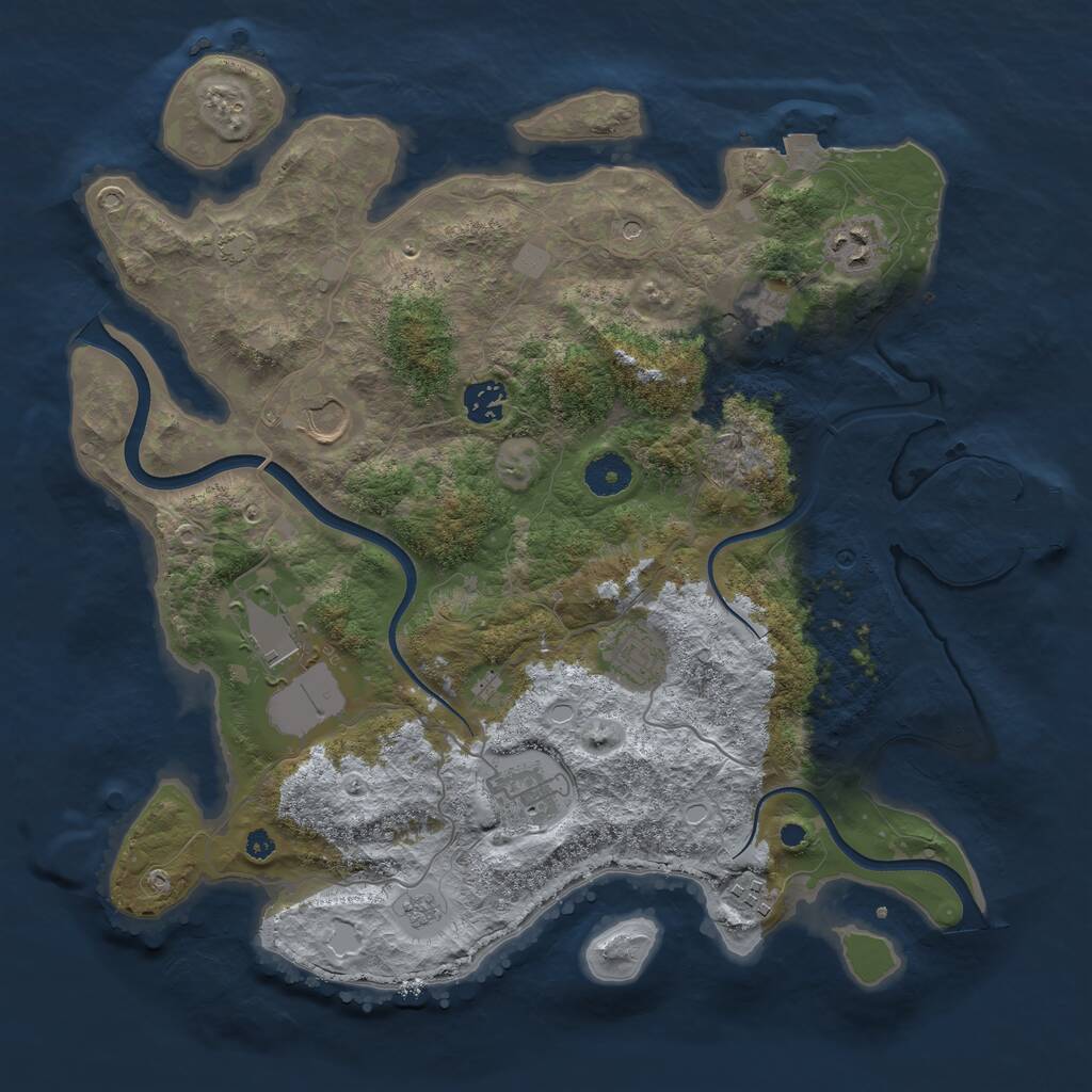 Rust Map: Procedural Map, Size: 3750, Seed: 2025, 13 Monuments