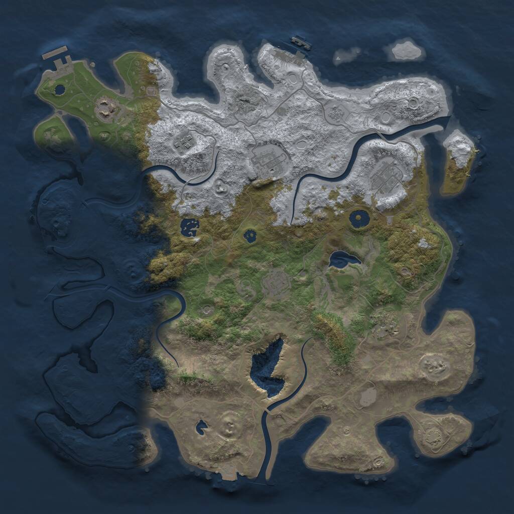 Rust Map: Procedural Map, Size: 4000, Seed: 1439712897, 13 Monuments