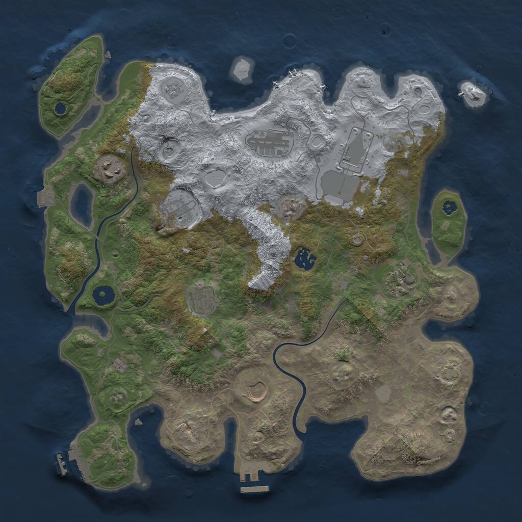 Rust Map: Procedural Map, Size: 3750, Seed: 1639148407, 14 Monuments