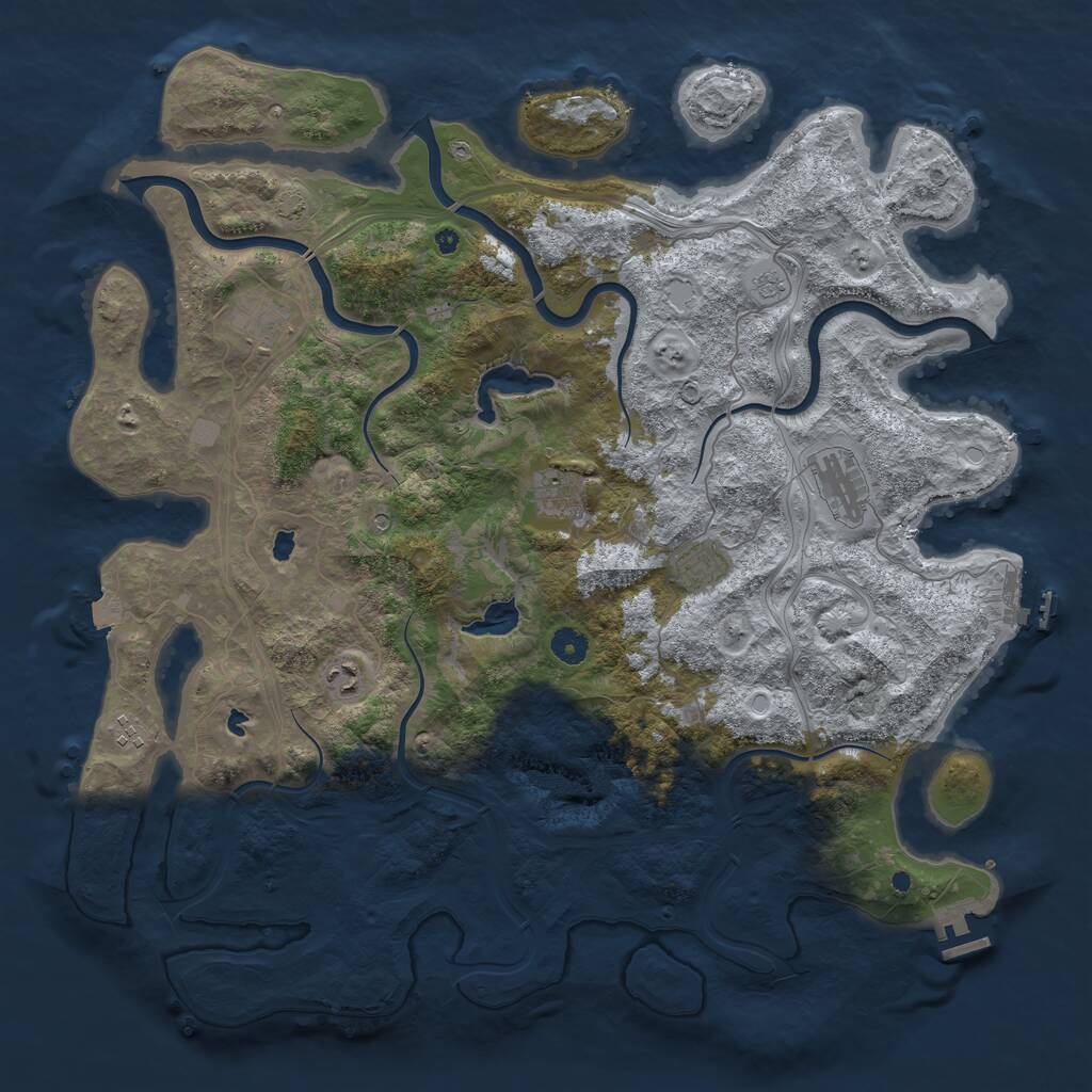 Rust Map: Procedural Map, Size: 4500, Seed: 75891053, 12 Monuments