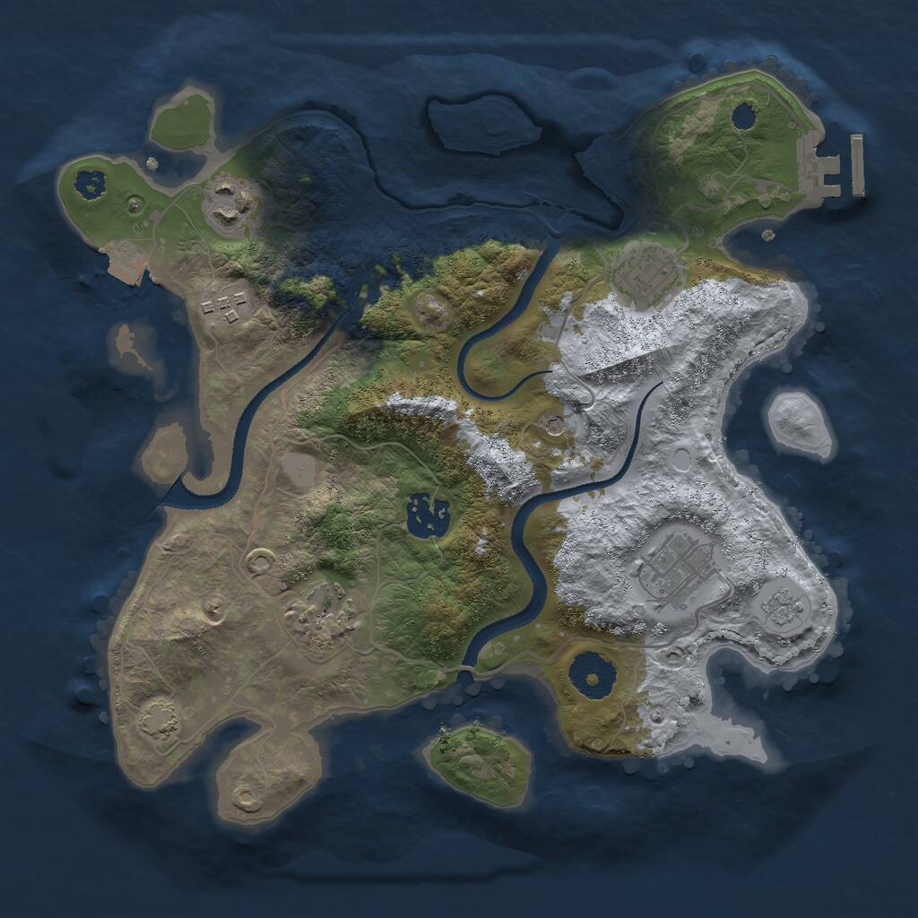 Rust Map: Procedural Map, Size: 3000, Seed: 768686282, 11 Monuments
