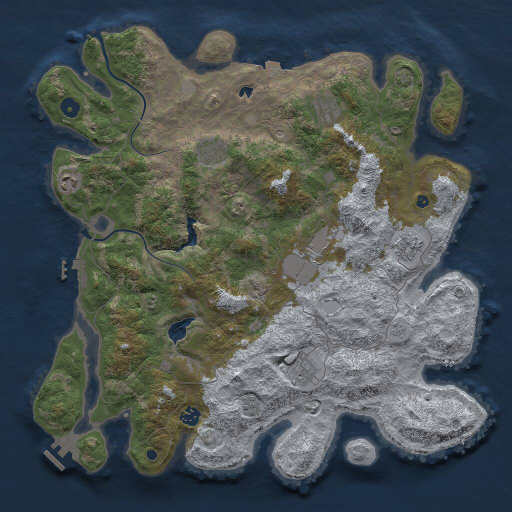 Rust Map: Procedural Map, Size: 4000, Seed: 251959495, 14 Monuments