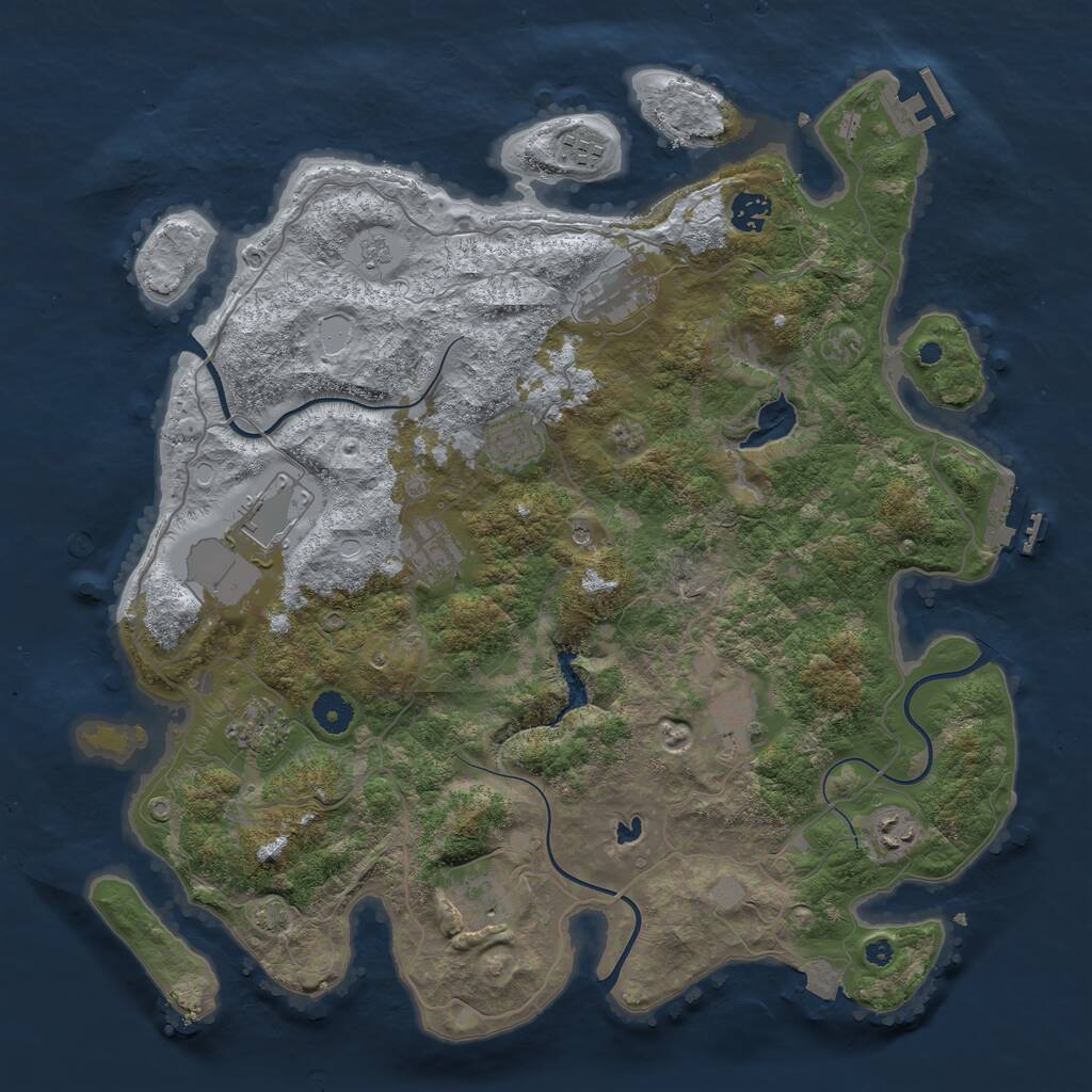 Rust Map: Procedural Map, Size: 4050, Seed: 667121141, 16 Monuments