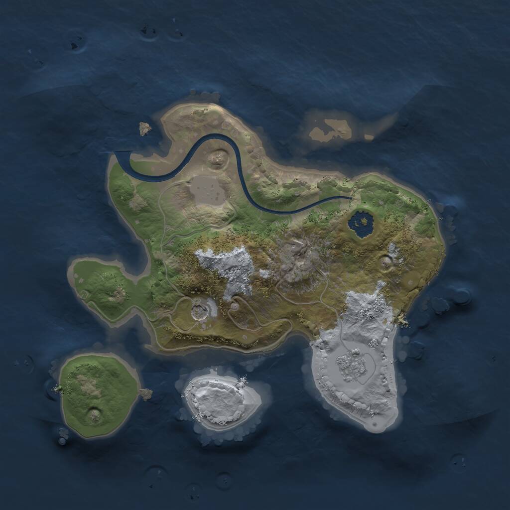 Rust Map: Procedural Map, Size: 2000, Seed: 1210346390, 3 Monuments