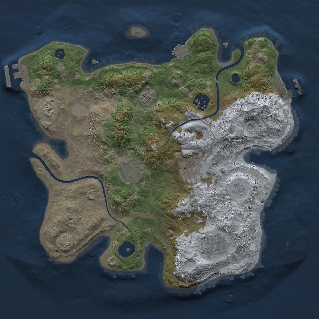 Rust Map: Procedural Map, Size: 3000, Seed: 1841714622, 11 Monuments