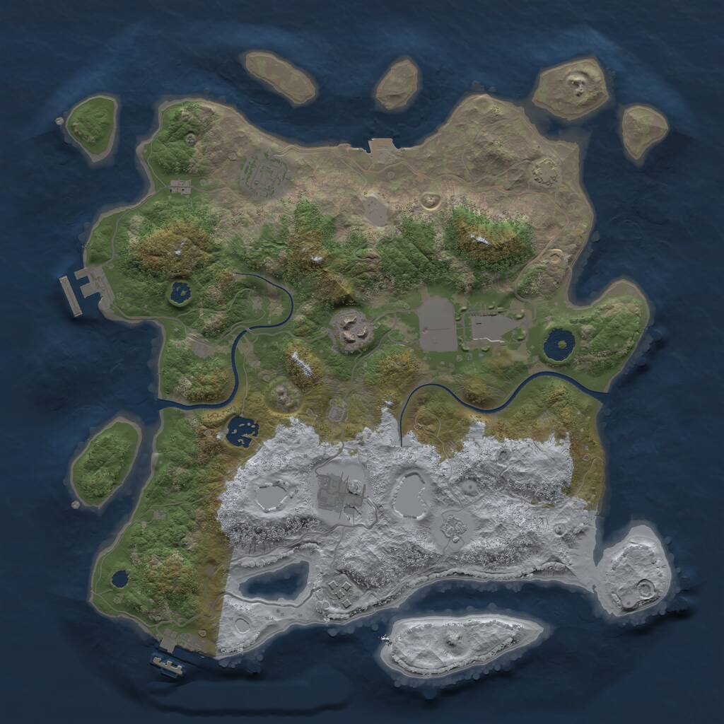 Rust Map: Procedural Map, Size: 3500, Seed: 1820912099, 11 Monuments
