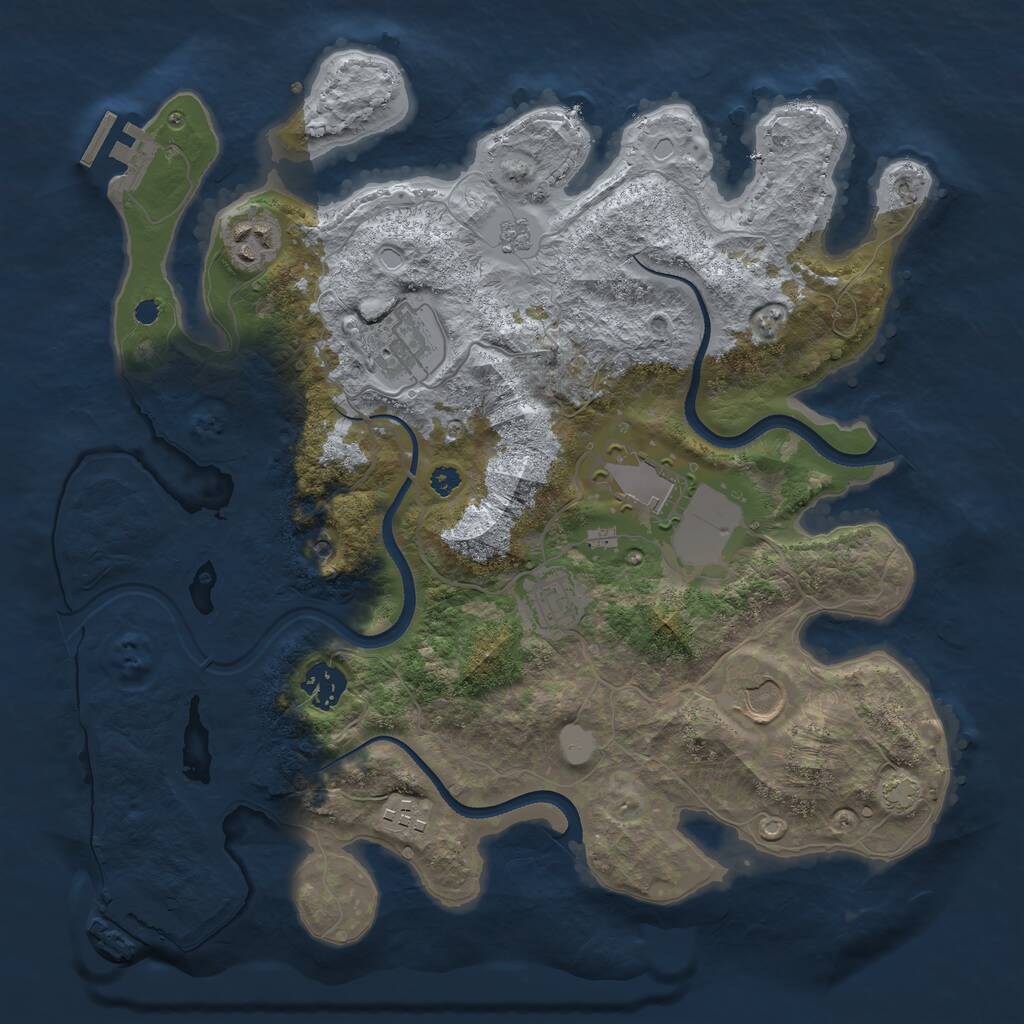 Rust Map: Procedural Map, Size: 3500, Seed: 646794601, 13 Monuments