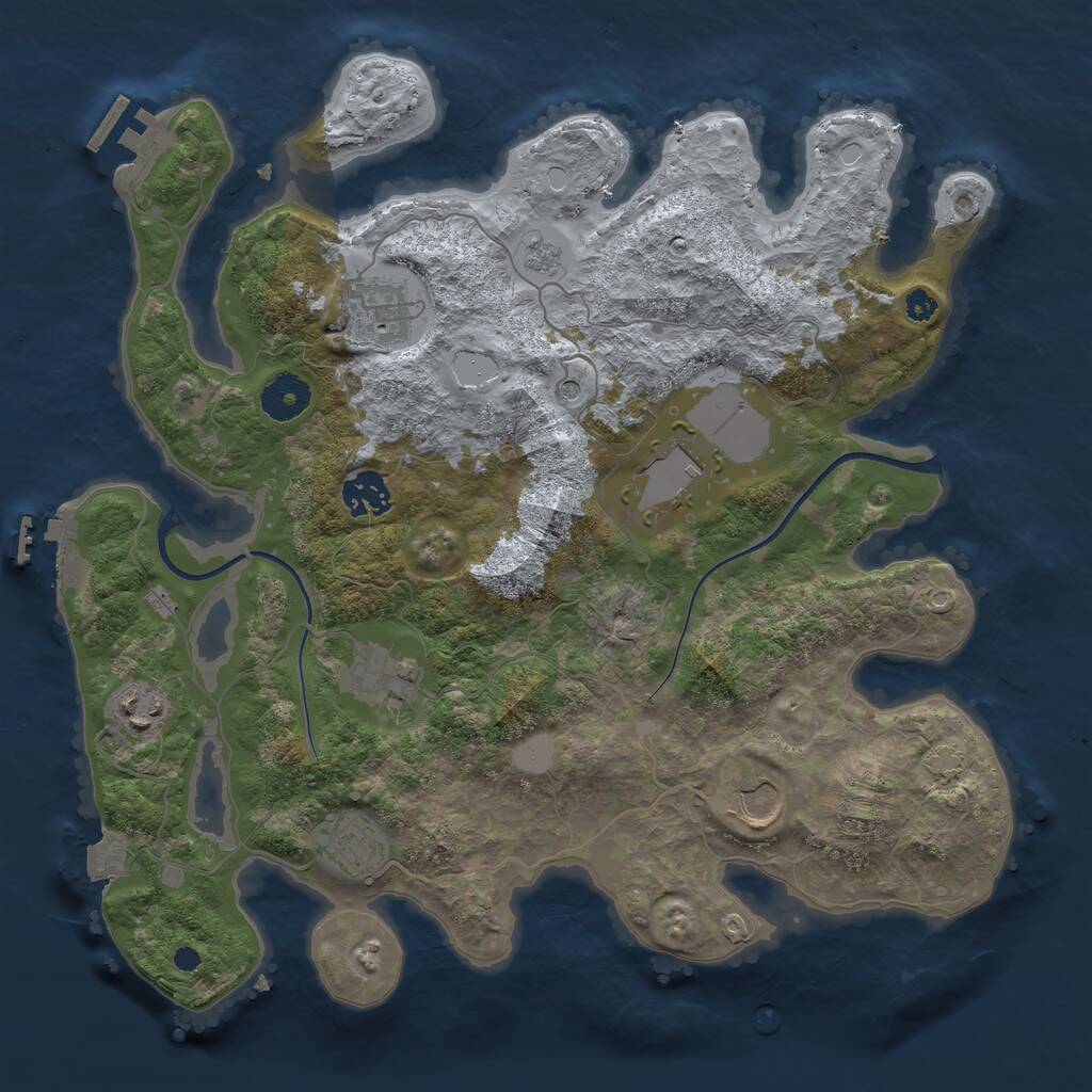 Rust Map: Procedural Map, Size: 3500, Seed: 646794601, 13 Monuments