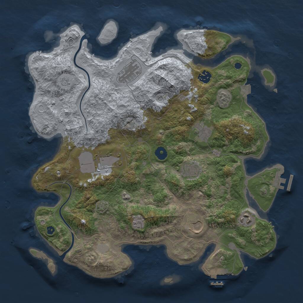 Rust Map: Procedural Map, Size: 3700, Seed: 45069960, 14 Monuments