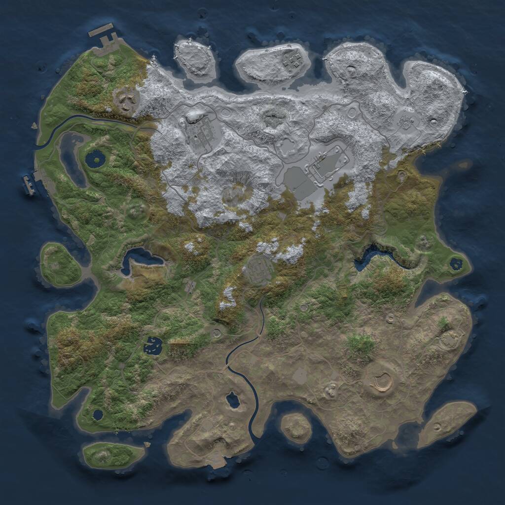 Rust Map: Procedural Map, Size: 4000, Seed: 1408523090, 13 Monuments