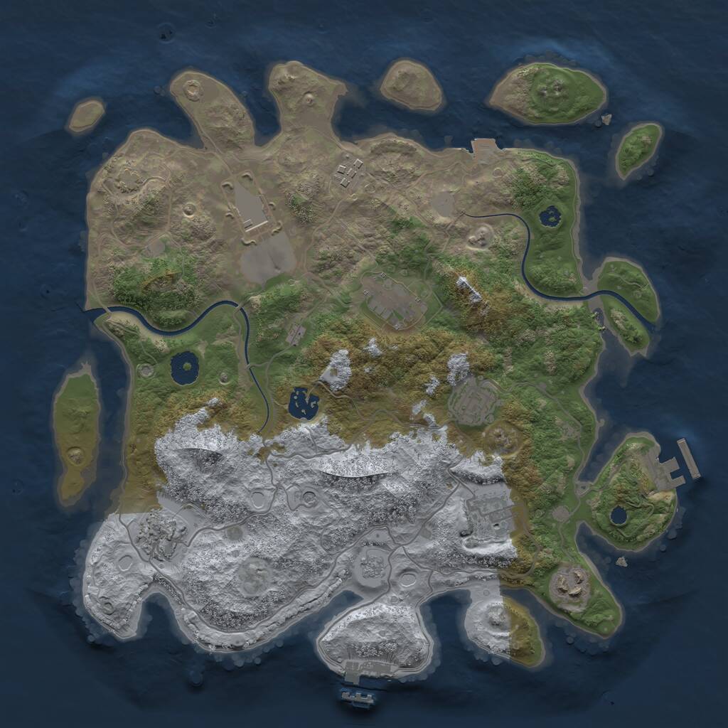 Rust Map: Procedural Map, Size: 3500, Seed: 648702598, 14 Monuments