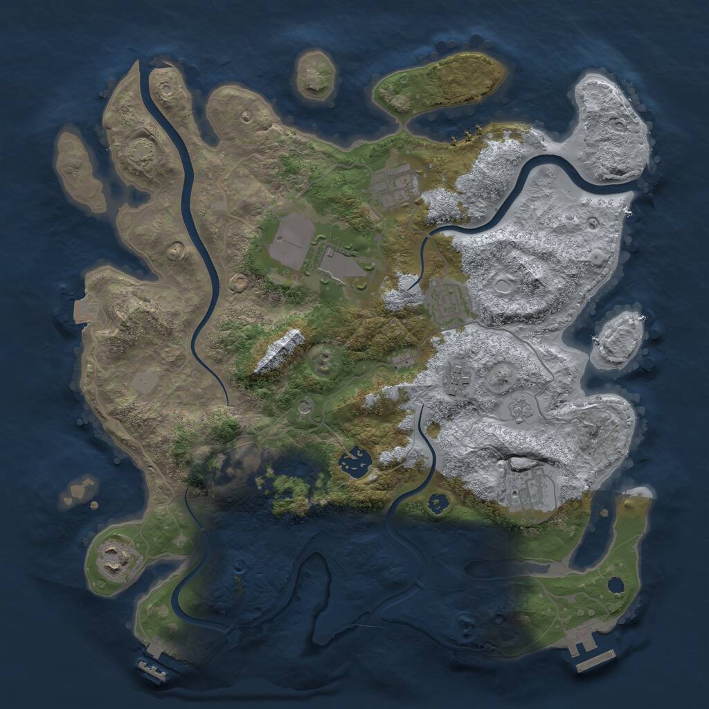 Rust Map: Procedural Map, Size: 3500, Seed: 8376222, 14 Monuments