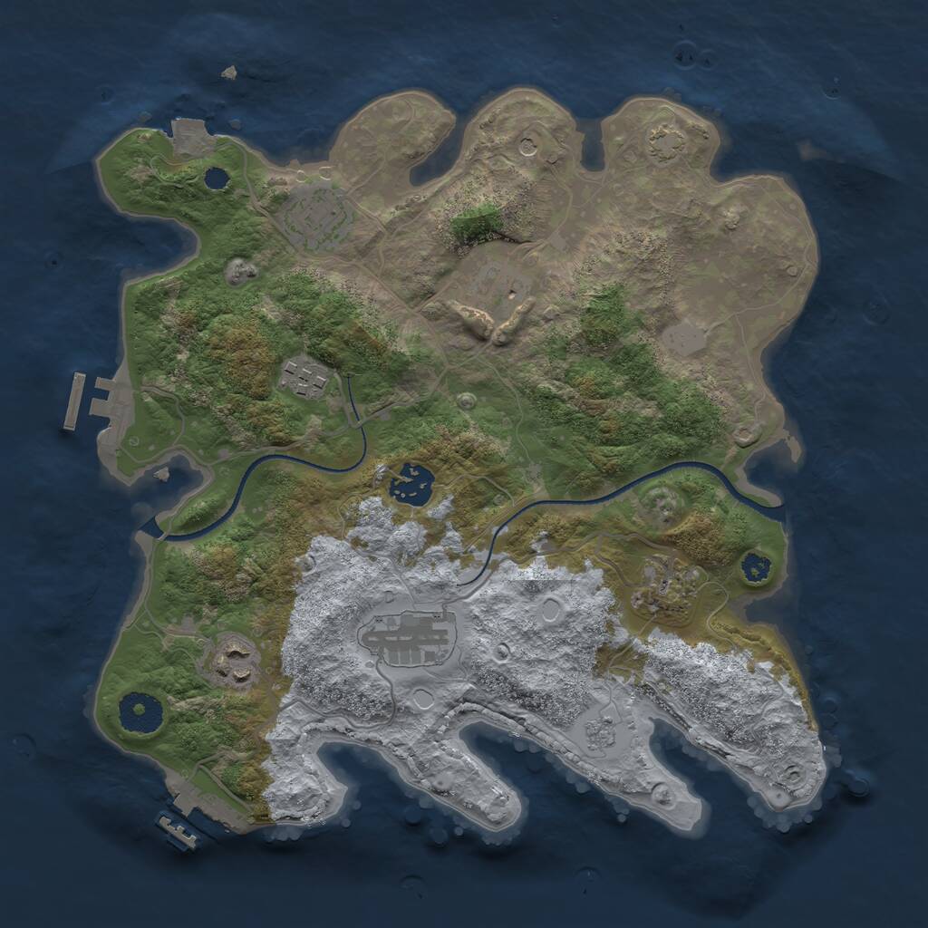 Rust Map: Procedural Map, Size: 3250, Seed: 1465078873, 13 Monuments