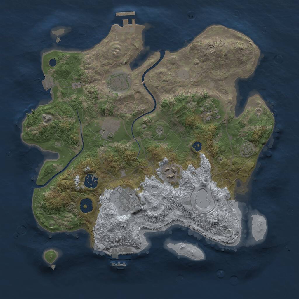 Rust Map: Procedural Map, Size: 3200, Seed: 82415557, 11 Monuments