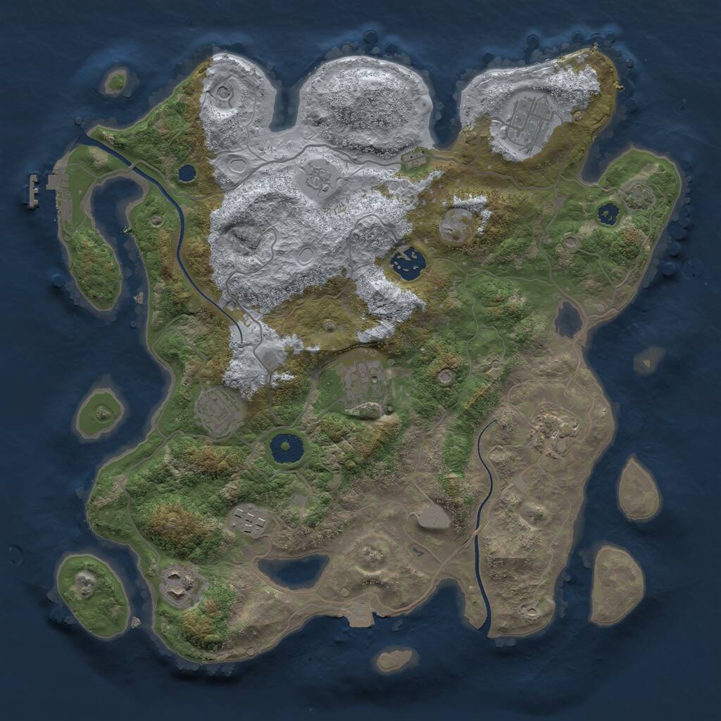 Rust Map: Procedural Map, Size: 3400, Seed: 131291848, 12 Monuments