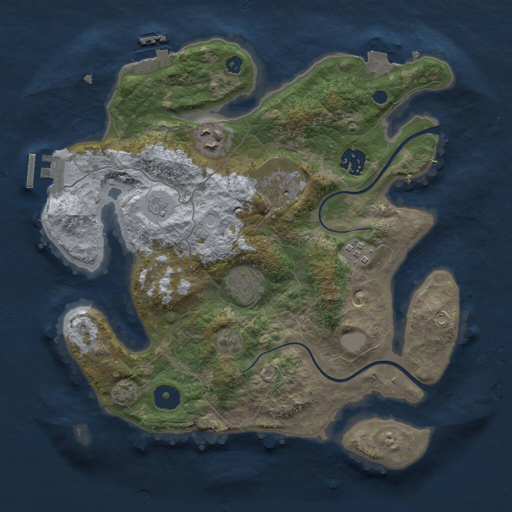 Rust Map: Procedural Map, Size: 3000, Seed: 428795070, 10 Monuments