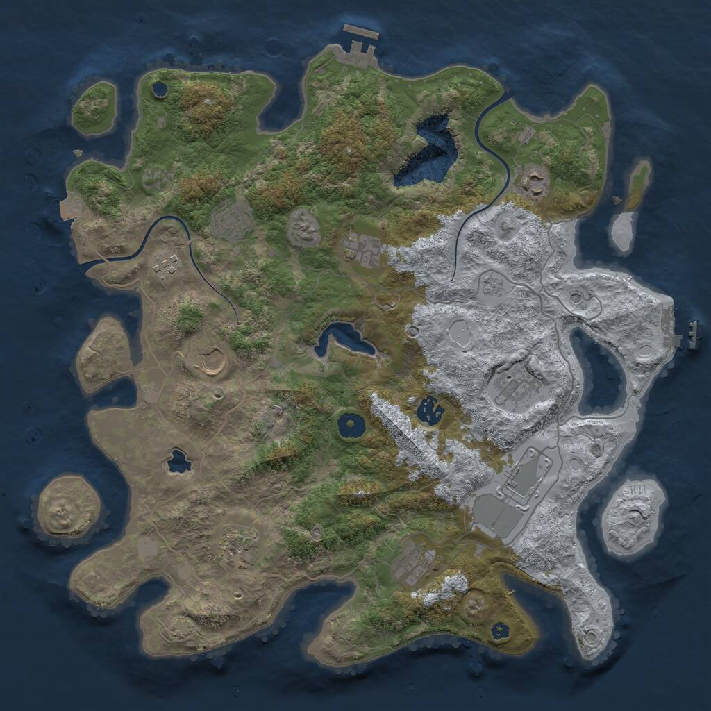 Rust Map: Procedural Map, Size: 4000, Seed: 1084609049, 16 Monuments