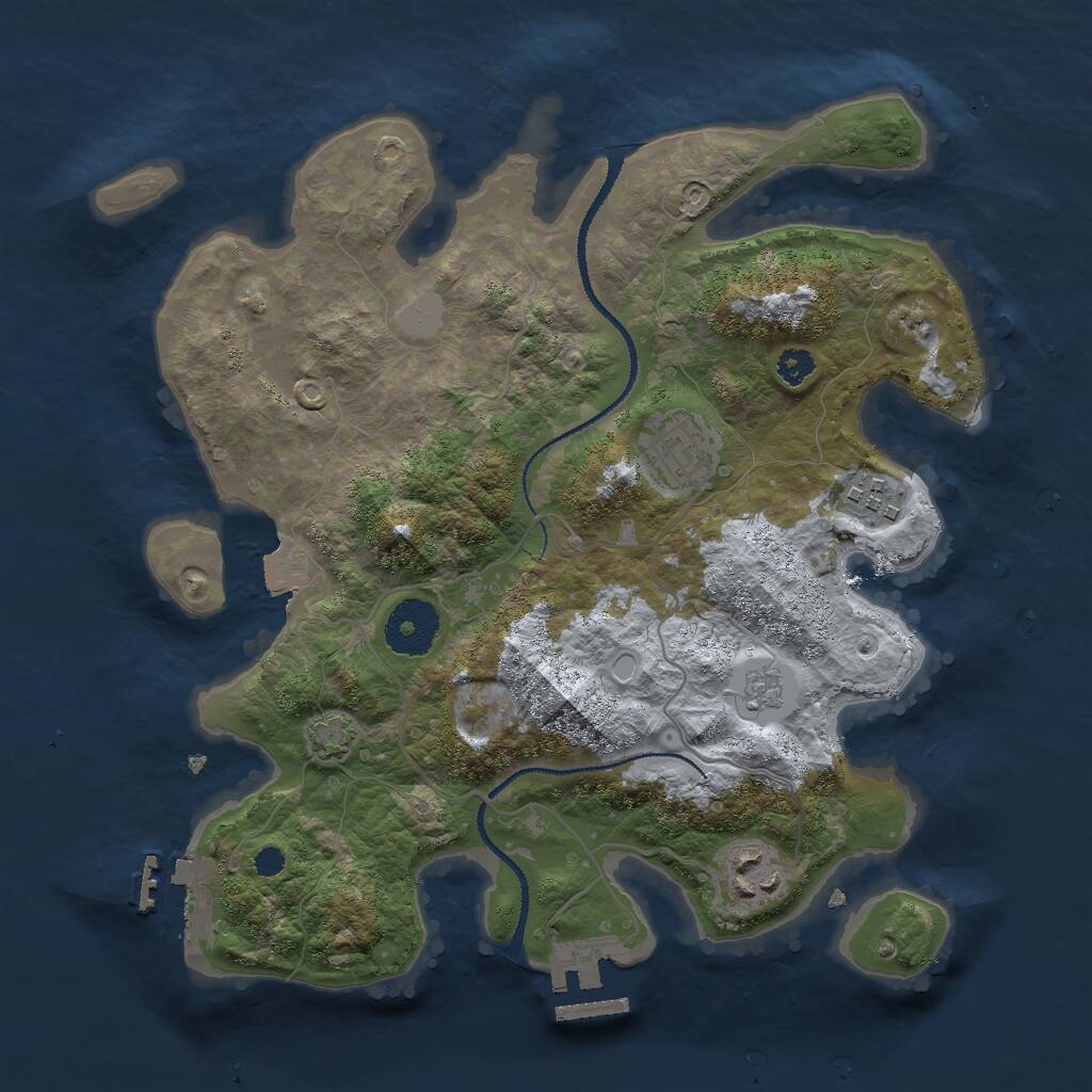 Rust Map: Procedural Map, Size: 3000, Seed: 1851225212, 8 Monuments