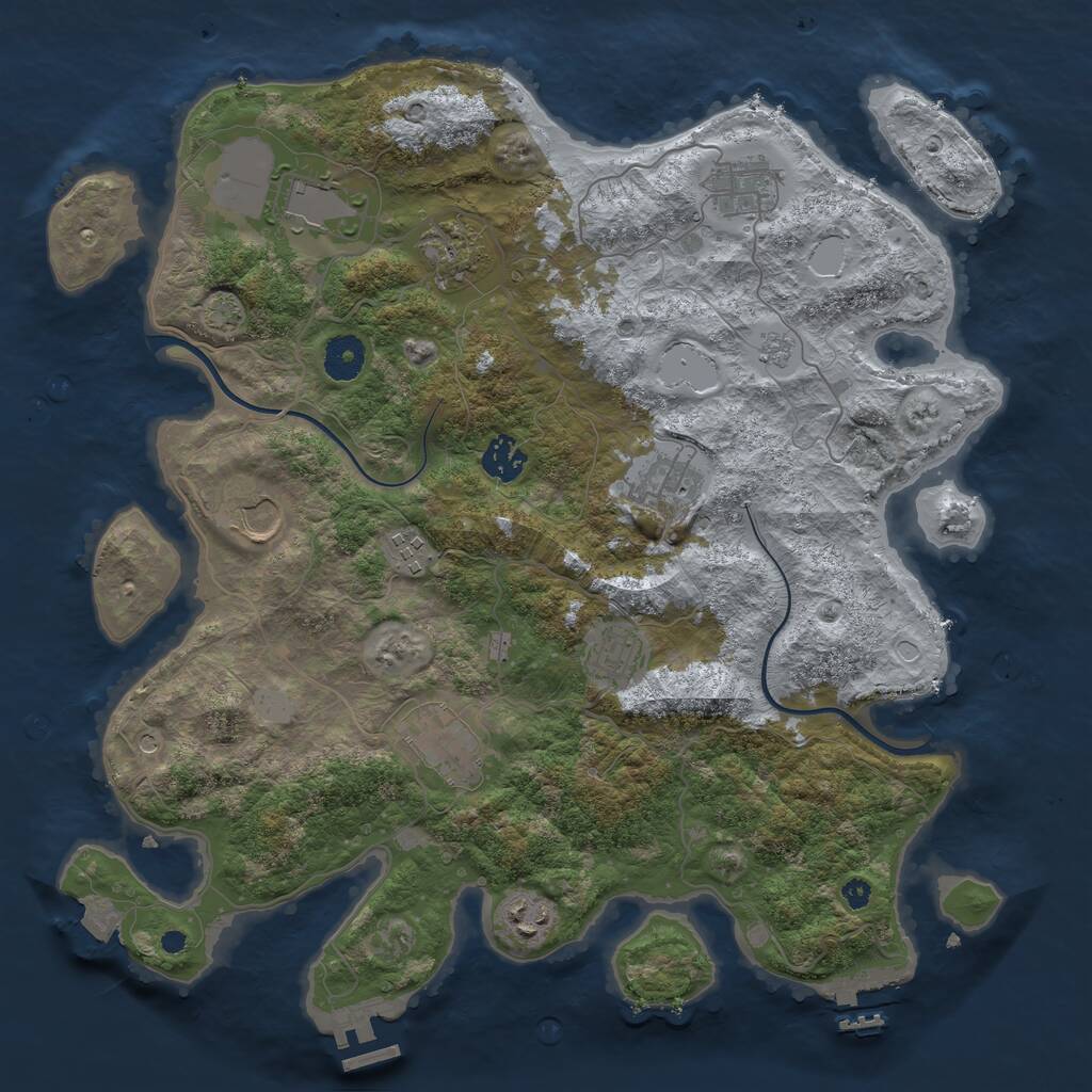 Rust Map: Procedural Map, Size: 3750, Seed: 1277468110, 16 Monuments