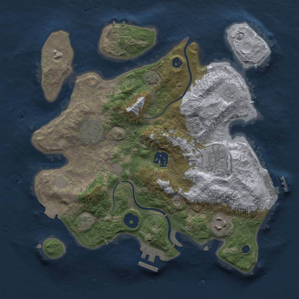 Rust Map: Procedural Map, Size: 3000, Seed: 9915, 11 Monuments
