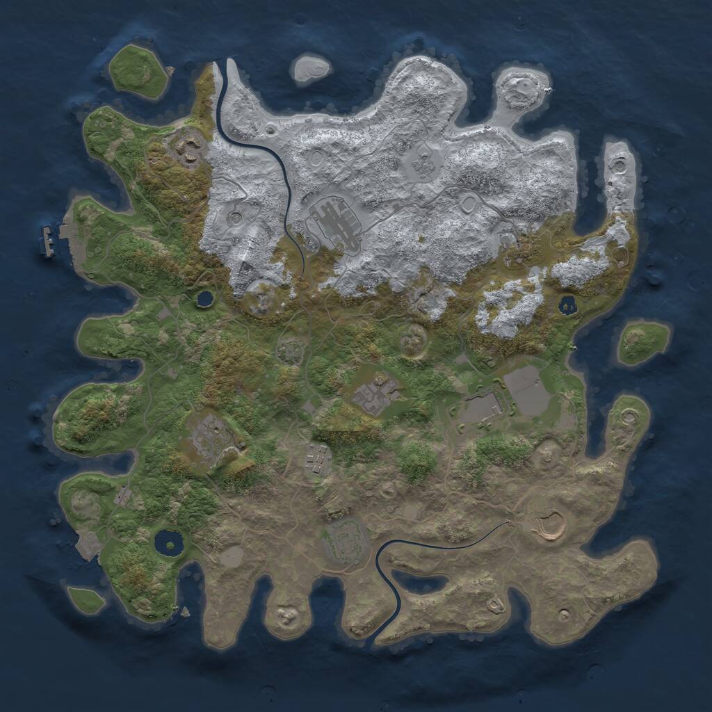 Rust Map: Procedural Map, Size: 3750, Seed: 722012252, 14 Monuments