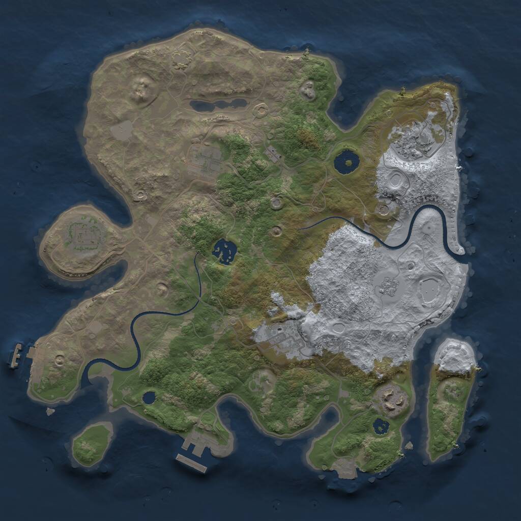 Rust Map: Procedural Map, Size: 3250, Seed: 735284839, 12 Monuments