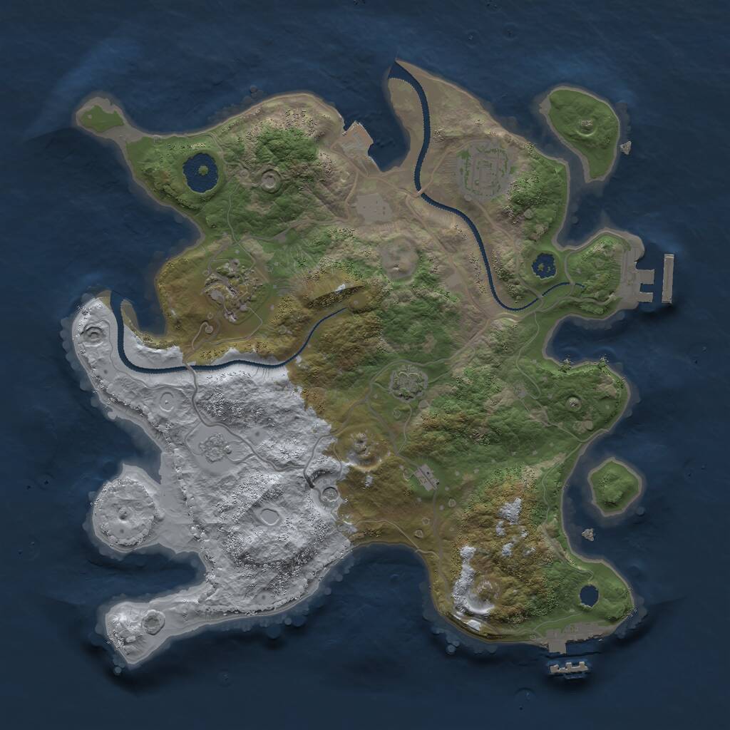 Rust Map: Procedural Map, Size: 3000, Seed: 184171462, 8 Monuments