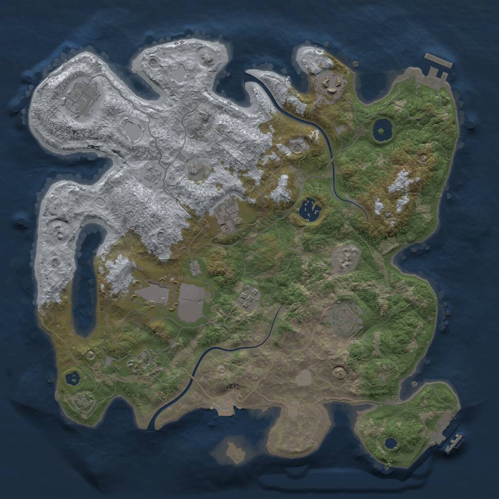 Rust Map: Procedural Map, Size: 3500, Seed: 778491712, 14 Monuments