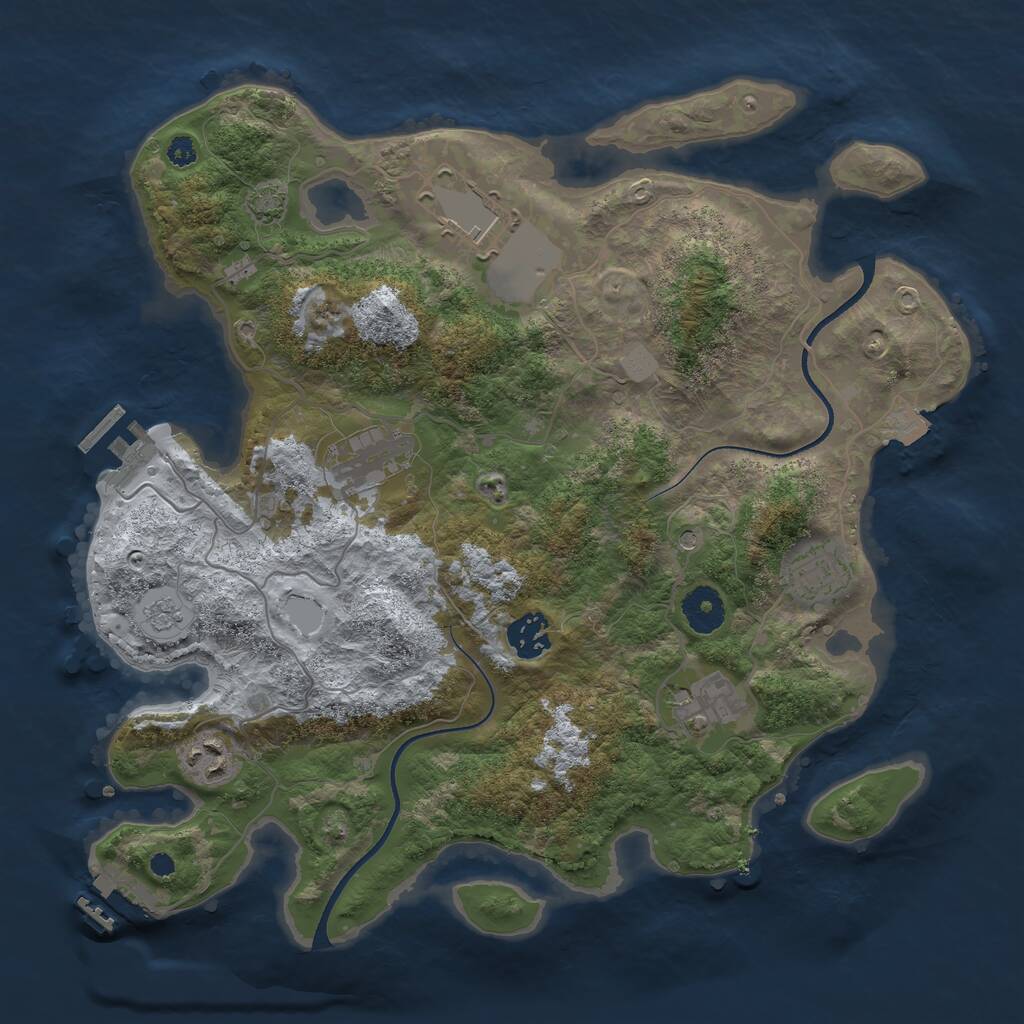 Rust Map: Procedural Map, Size: 3500, Seed: 6969345, 12 Monuments