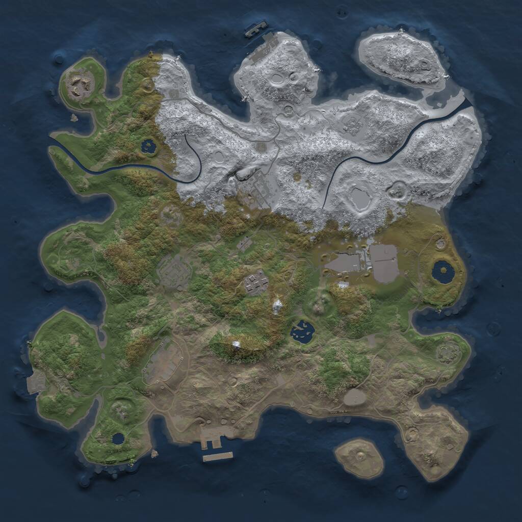 Rust Map: Procedural Map, Size: 3500, Seed: 232921920, 13 Monuments