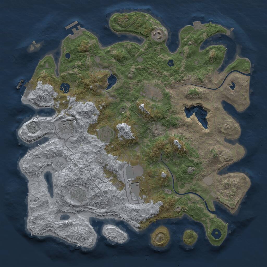 Rust Map: Procedural Map, Size: 4000, Seed: 420696, 14 Monuments