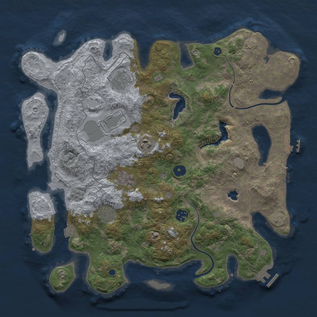 Rust Map: Procedural Map, Size: 4000, Seed: 1095768418, 13 Monuments
