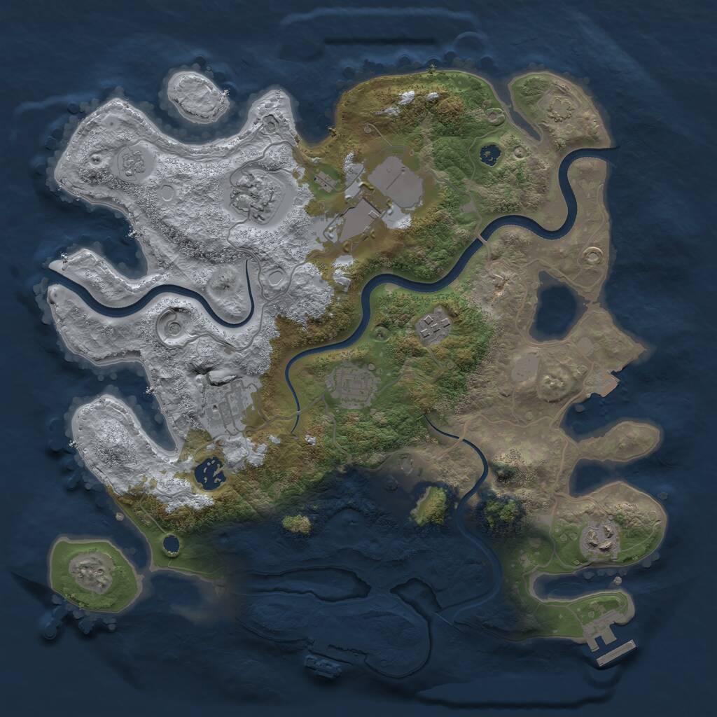Rust Map: Procedural Map, Size: 3500, Seed: 115666656, 14 Monuments