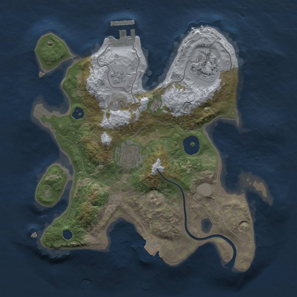 Rust Map: Procedural Map, Size: 2500, Seed: 123412, 5 Monuments