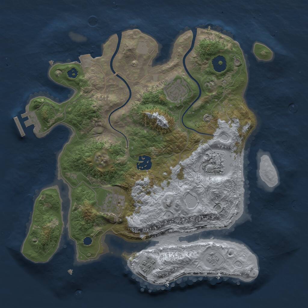 Rust Map: Procedural Map, Size: 3000, Seed: 1967695602, 8 Monuments