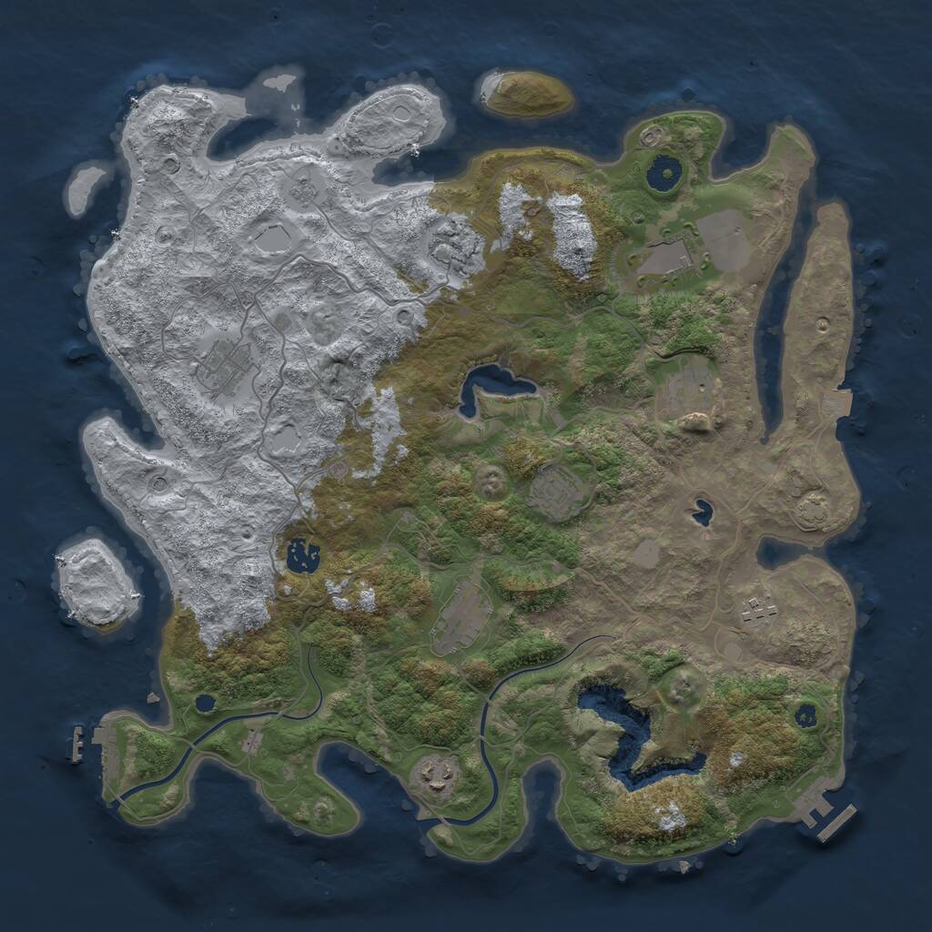 Rust Map: Procedural Map, Size: 4000, Seed: 1070216788, 15 Monuments