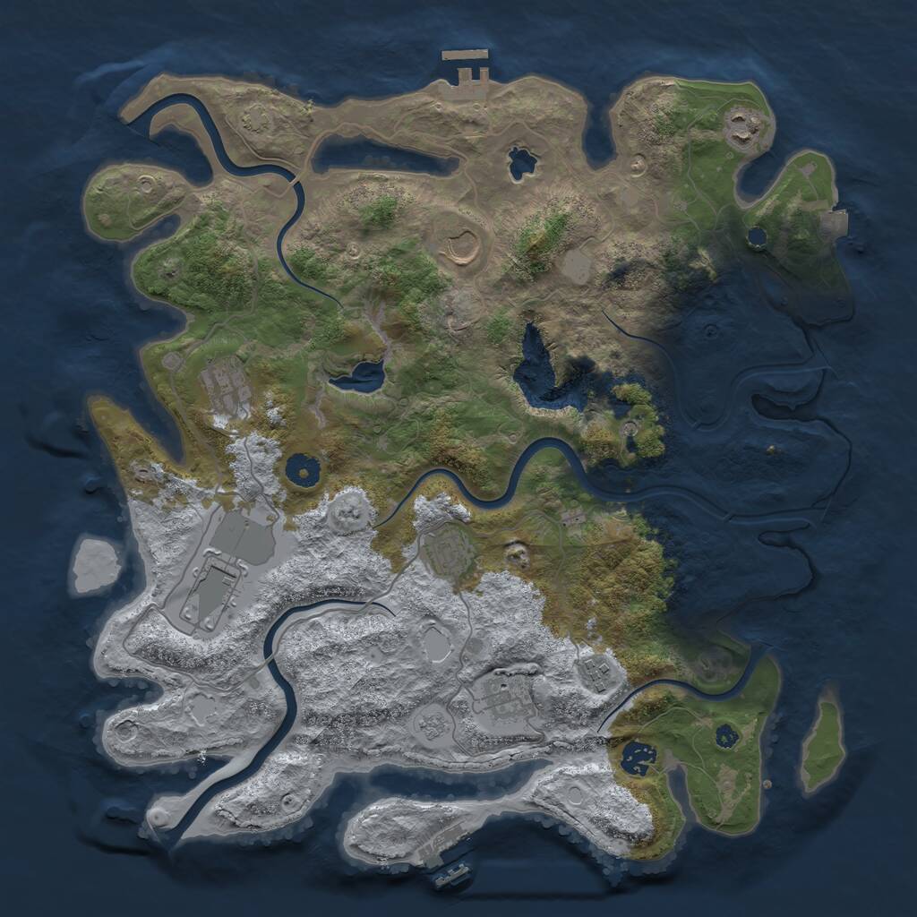 Rust Map: Procedural Map, Size: 4000, Seed: 5153, 14 Monuments
