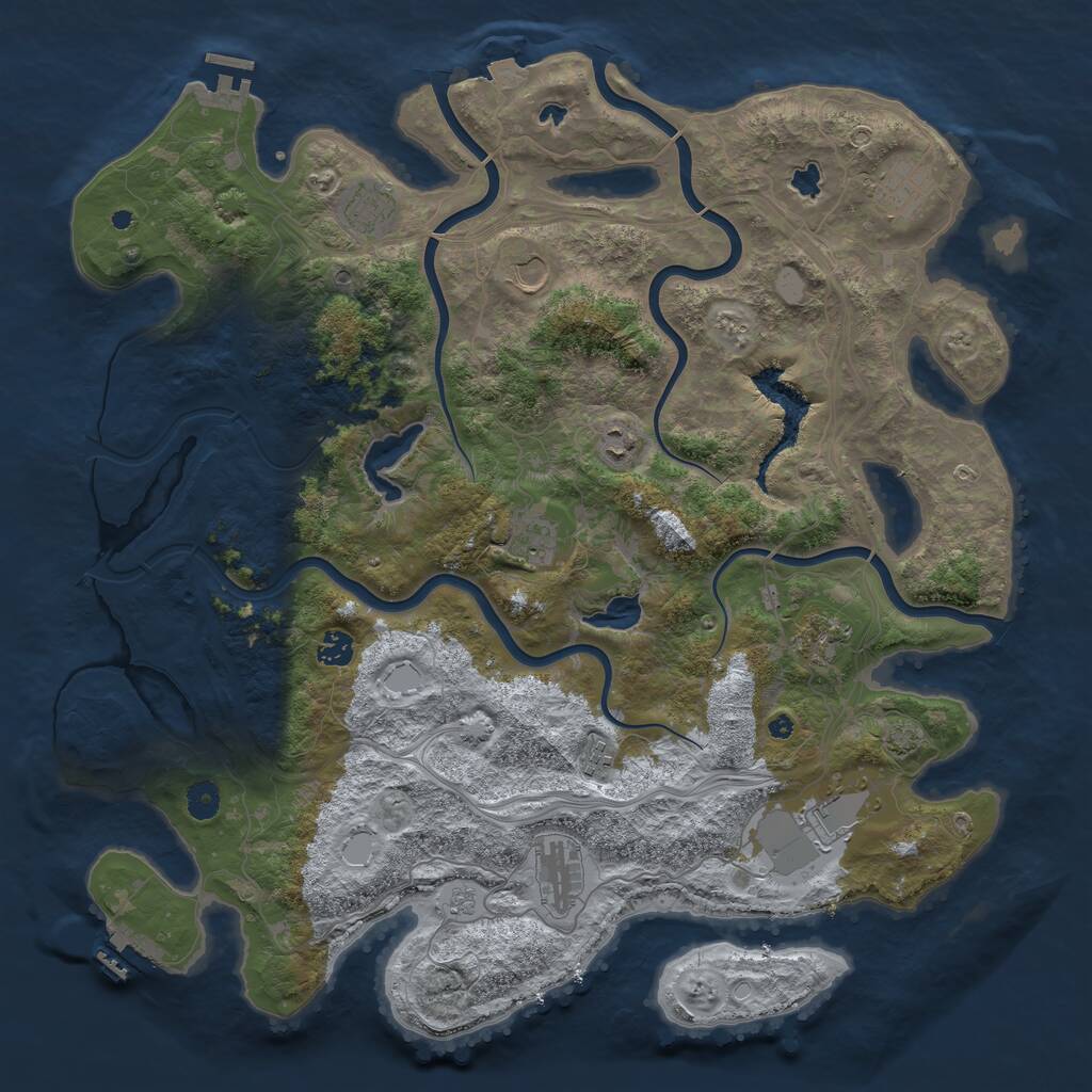 Rust Map: Procedural Map, Size: 4500, Seed: 49993, 16 Monuments