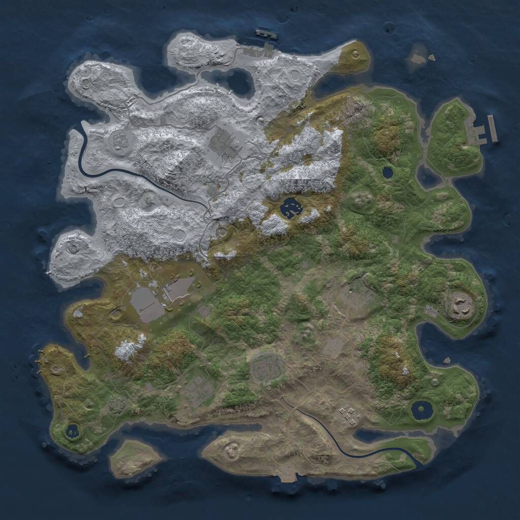 Rust Map: Procedural Map, Size: 3800, Seed: 2139331360, 14 Monuments