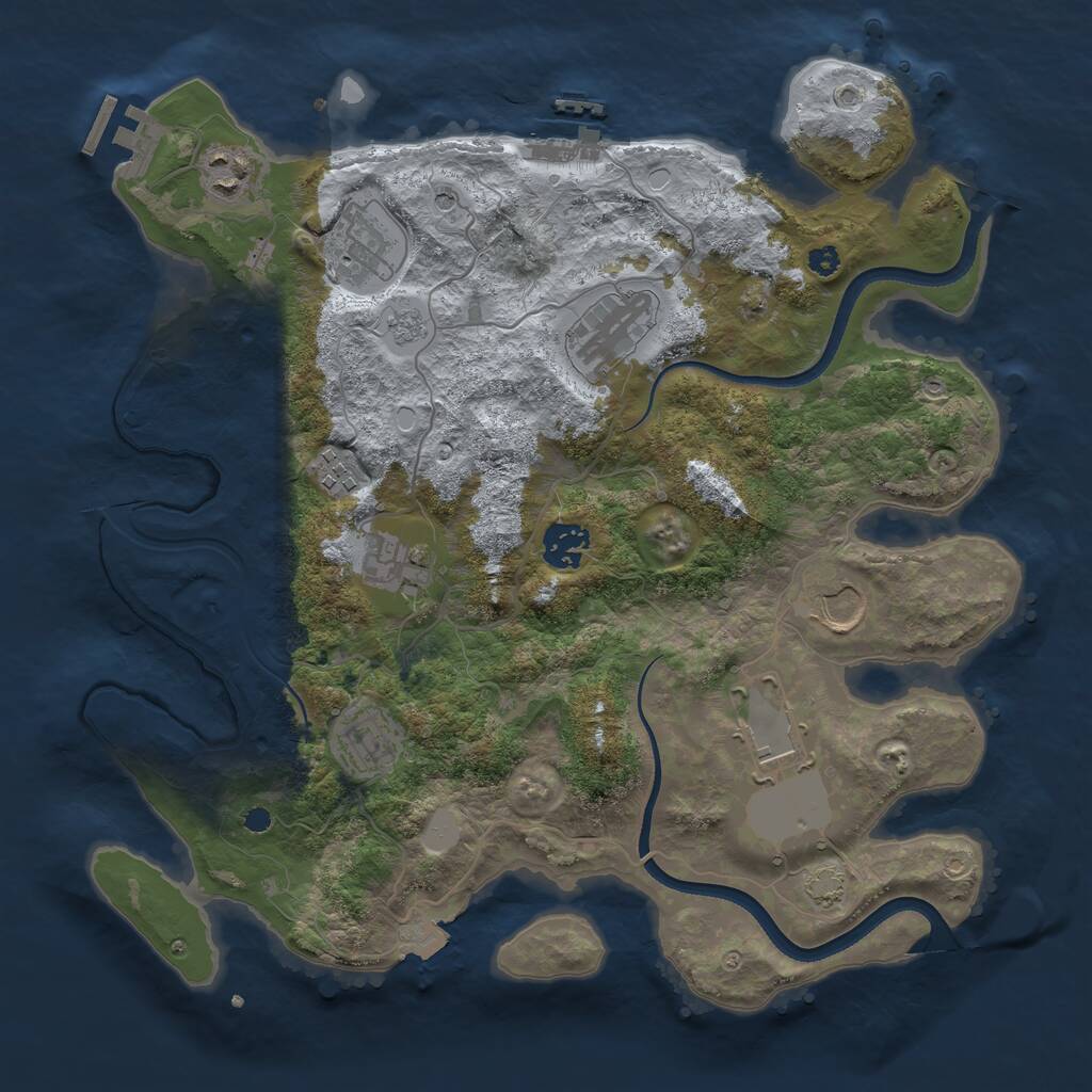Rust Map: Procedural Map, Size: 3500, Seed: 527843, 15 Monuments
